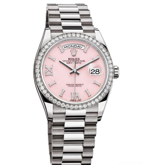 Fake Rolex Women Watch Day-Date 36 Oyster Perpetual 128349RBR White Gold - Diamonds