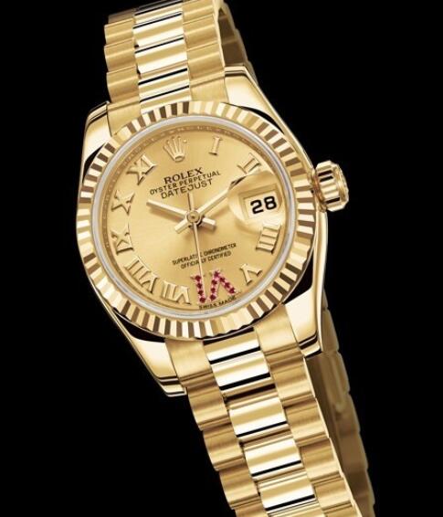 Replica Rolex Watches for Women Watch Rolex Lady-Datejust Oyster Perpetual 179178-83138 Yellow Gold - Rubies