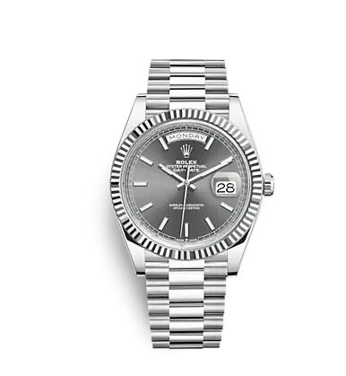 Rolex Day-Date 40 Platinum Fluted Slate Replica Watch 228236-0013