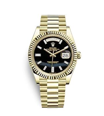 Rolex Day-Date 40 Yellow Gold Onyx Replica Watch 228238-0059