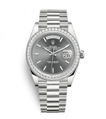 Rolex Day-Date 40 White Gold Diamond Grey Replica Watch 228349rbr-0041