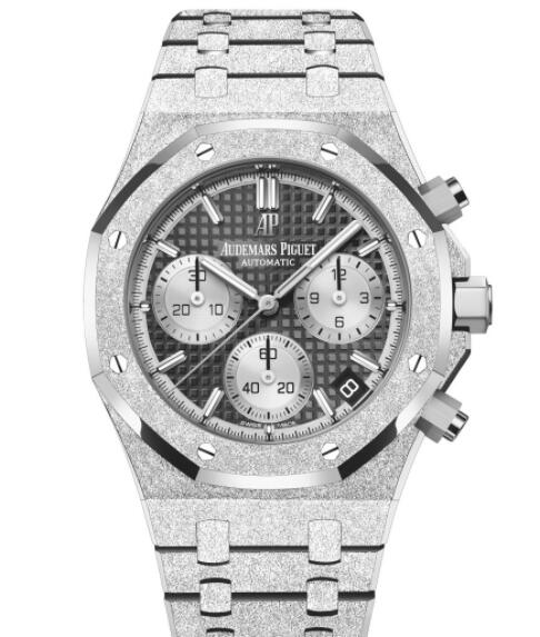 Replica Audemars Piguet Royal Oak Chronograph 41 Frosted White Gold Black Watch 26239BC.GG.1224BC.02