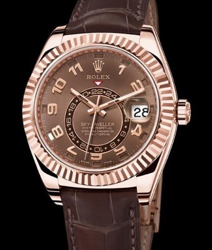 Rolex Watch Oyster Perpetual Sky-Dweller 326135 Everose Gold - Brown Alligator Strap