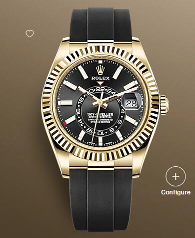 Replica Rolex Sky-Dweller Watch 18 ct yellow gold 326238-0009