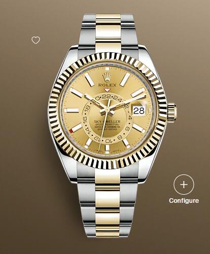 Replica Rolex Sky-Dweller Watch Yellow Rolesor – combination of Oystersteel and 18 ct yellow gold 326933-0001