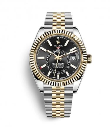 Rolex Sky-Dweller Stainless Steel Yellow Gold Black Jubilee Replica Watch 326933-0005