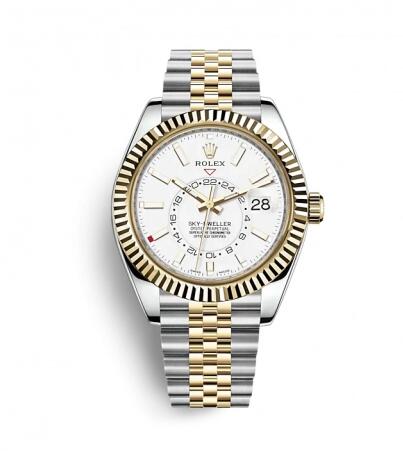 Rolex Sky-Dweller Stainless Steel Yellow Gold White Jubilee Replica Watch 326933-0010