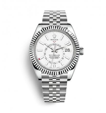 Rolex Sky-Dweller Stainless Steel White Gold White Jubilee Replica Watch 326934-0002