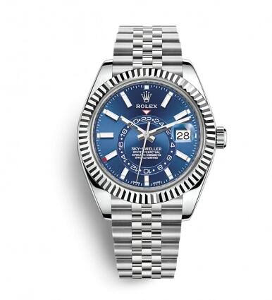 Rolex Sky-Dweller Stainless Steel White Gold Blue Jubilee Replica Watch 326934-0004