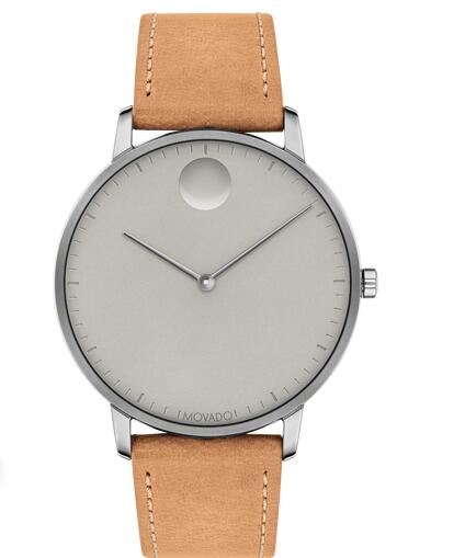 Movado Face Grey Stainless Steel Watch With Tan Leather Strap 3640003 Replica Watch Cheap Price