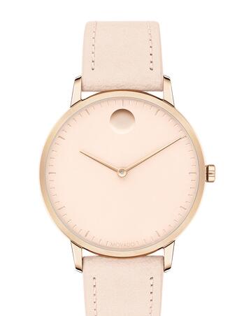 Movado Face Pale Rose Gold ion-plated Stainless Steel Watch With Pink Leather Strap 3640011 Replica Watch Cheap Price