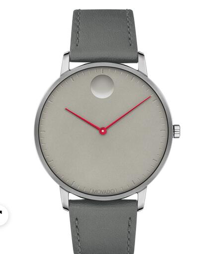 Movado Face grey watch with grey dial, red accents and grey strap 3640034 Replica Watch Cheap Price