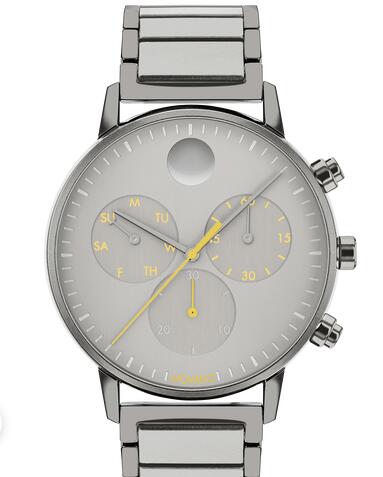 Movado Face grey watch with grey dial, yellow accents and grey bracelet 3640040 Replica Watch Cheap Price