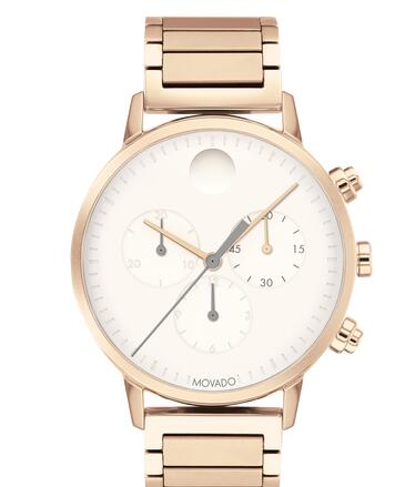 Movado Face pale rose gold chronograph watch with white dial, grey accents and pale rose gold bracelet 3640048 Replica Watch Cheap Price Movado Face pale rose gold chronograph watch with white dial, grey accents and pale rose gold bracelet 3640048 Replica Watch Cheap Price