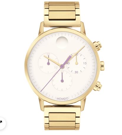 Movado Face pale gold chronograph watch with white dial, purple accents and pale gold bracelet 3640049 Replica Watch Cheap Price Movado Face pale gold chronograph watch with white dial, purple accents and pale gold bracelet 3640049 Replica Watch Cheap Price