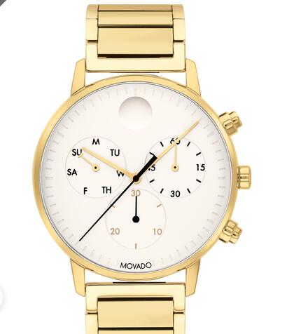 Movado Face Gold Chronograph Watch With White Dial 3640053 Replica Watch Cheap Price