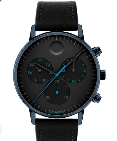 Movado Face Black Leather Strap Chronograph Watch 3640056 Replica Watch Cheap Price