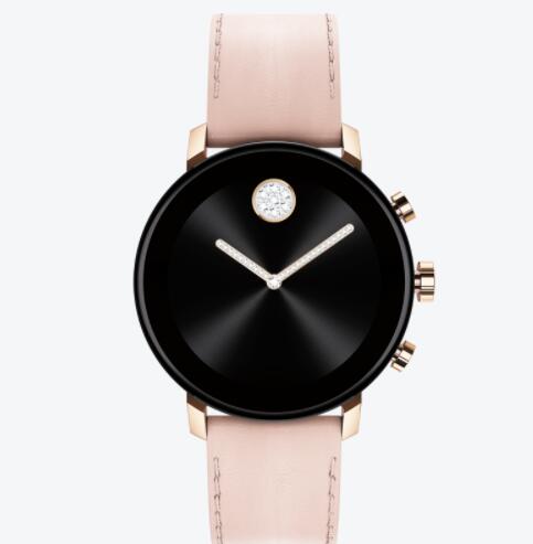 Replica Movado Connect 2.0 pale rose gold smart watch with pink leather strap 3660023