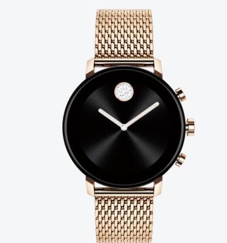 Replica Movado Connect 2.0 pale rose gold smart watch with pale rose gold mesh bracelet 3660027