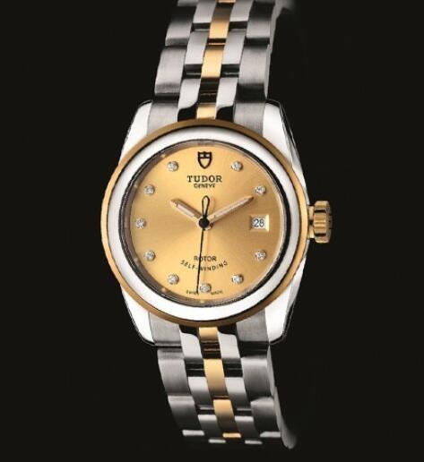 Replica Tudor women watch Glamour Date 51003 Steel - Yellow Gold