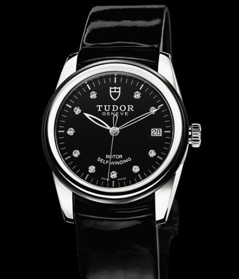 Replica Tudor women watch Glamour Date 55010N Steel - Ceramic