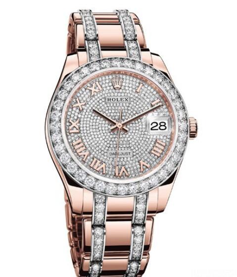 Replica Rolex Watch Women Oyster Perpetual Pearlmaster 39 86285-44745 Everose Gold - Diamonds - Everose Gold Bracelet