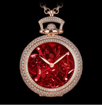 Replica Jacob & Co. Brilliant Watch Pendant Northern Lights Pavé Red Mineral Crystal Dial BS231.40.RD.QR.A