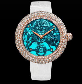 Jacob & Co. Brilliant Skeleton Northern Lights Rose Gold Blue Replica Watch BS431.40.RD.QB.A