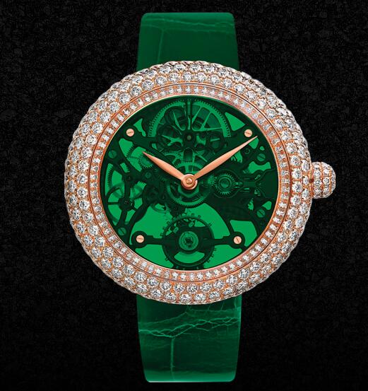 Jacob & Co. Brilliant Skeleton Northern Lights Rose Gold Green Replica Watch BS431.40.RD.QG.A