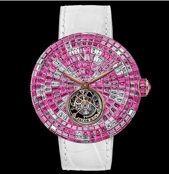 Jacob & Co. Brilliant Flying Tourbillon Pink Camo Sapphires Replica Watch BT543.40.CP.CP.B