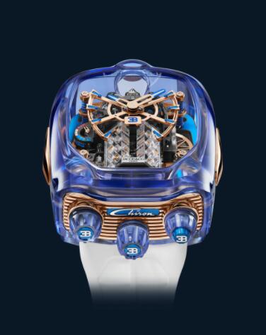 Jacob and Co. Bugatti Chiron Tourbillon Blue Sapphire Crystal W16 Engine Replica Watch