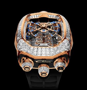 Jacob & Co. Bugatti Chiron Tourbillon Baguette White Diamonds Replica Watch BU800.40.BD.BD.A