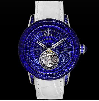 Jacob & Co. Caviar Tourbillon Baguette Blue Sapphires Replica Watch CV201.30.BB.BB.A