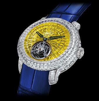 Jacob & Co. Caviar Tourbillon Yellow & White Diamonds Replica Watch CV201.30.BD.BY.A