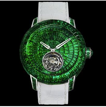 Jacob & Co. Caviar Tourbillon Baguette Emeralds Replica Watch CV201.30.BE.BE.A