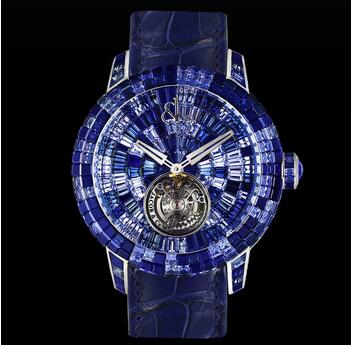 Jacob & Co. Caviar Tourbillon Camo Blue Replica Watch CV201.30.CB.CB.A