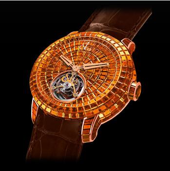 Jacob & Co. Caviar Tourbillon Baguette Orange Sapphires Replica Watch CV201.40.BO.BO.A