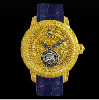 Jacob & Co. Caviar Tourbillon Baguette Yellow Diamonds Replica Watch CV201.40.BY.BY.A