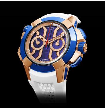 Jacob & Co. Epic X Chrono Rose Gold Blue Bezel Replica Watch EC314.42.PD.LN.A.HB4D