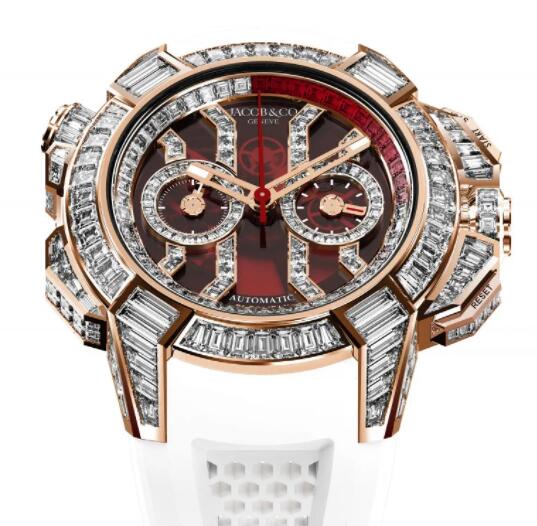 Jacob & Co. Epic X Chrono Baguette Red Mineral Crystal Replica Watch EC422.40.BW.RD.A