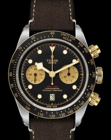 Tudor Replica Watch Black Bay Chrono S&G M79363N-0002 Steel - Black Dial - Strap Leather