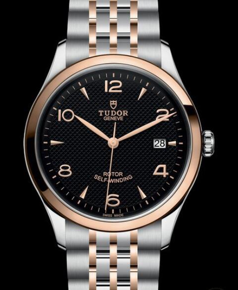 Replica Tudor Watch TUDOR 1926 en 39 mm M91551-0003 Steel - Black Dial - Steel Bracelet - Pink Gold