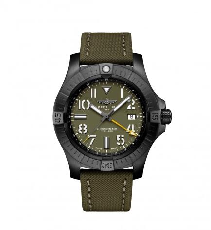 Breitling Avenger Automatic GMT 45 Night Mission Green Military Folding Replica Watch V323952A1L1X2