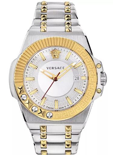 Cheap Versace Men's Swiss Chain Reaction Two-Tone Stainless Steel Bracelet Watch 45mm Replica