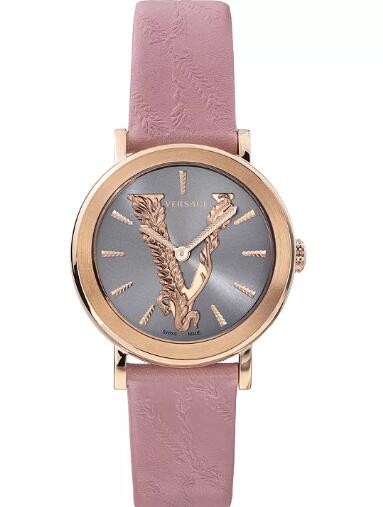 Cheap Versace Women's Swiss Virtus Pink Leather Strap Watch 36mm Replica