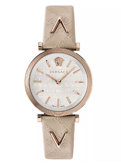 Cheap Versace Women's Swiss V-Twist Ivory Leather Strap Watch 36mm Replica