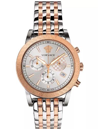 Cheap Versace Men's Swiss Chronograph Sport Tech Two-Tone Stainless Steel Bracelet Watch 40mm Replica