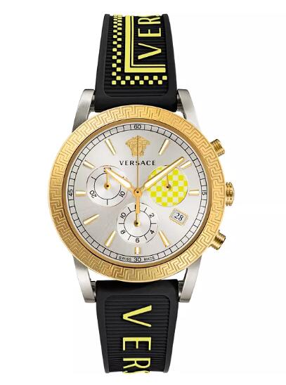 Cheap Versace Men's Swiss Chronograph Sport Tech Black Silicone Strap Watch 40mm Replica