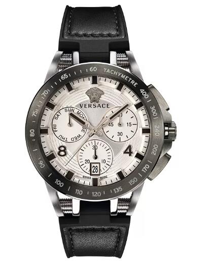 Cheap Versace Men's Swiss Chronograph Sport Tech Black Rubber Strap Watch 45mm Replica