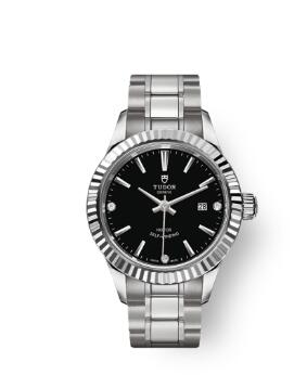 Buy Tudor Style Watch Review Replica 28 mm steel case Diamond-set dial m12110-0009